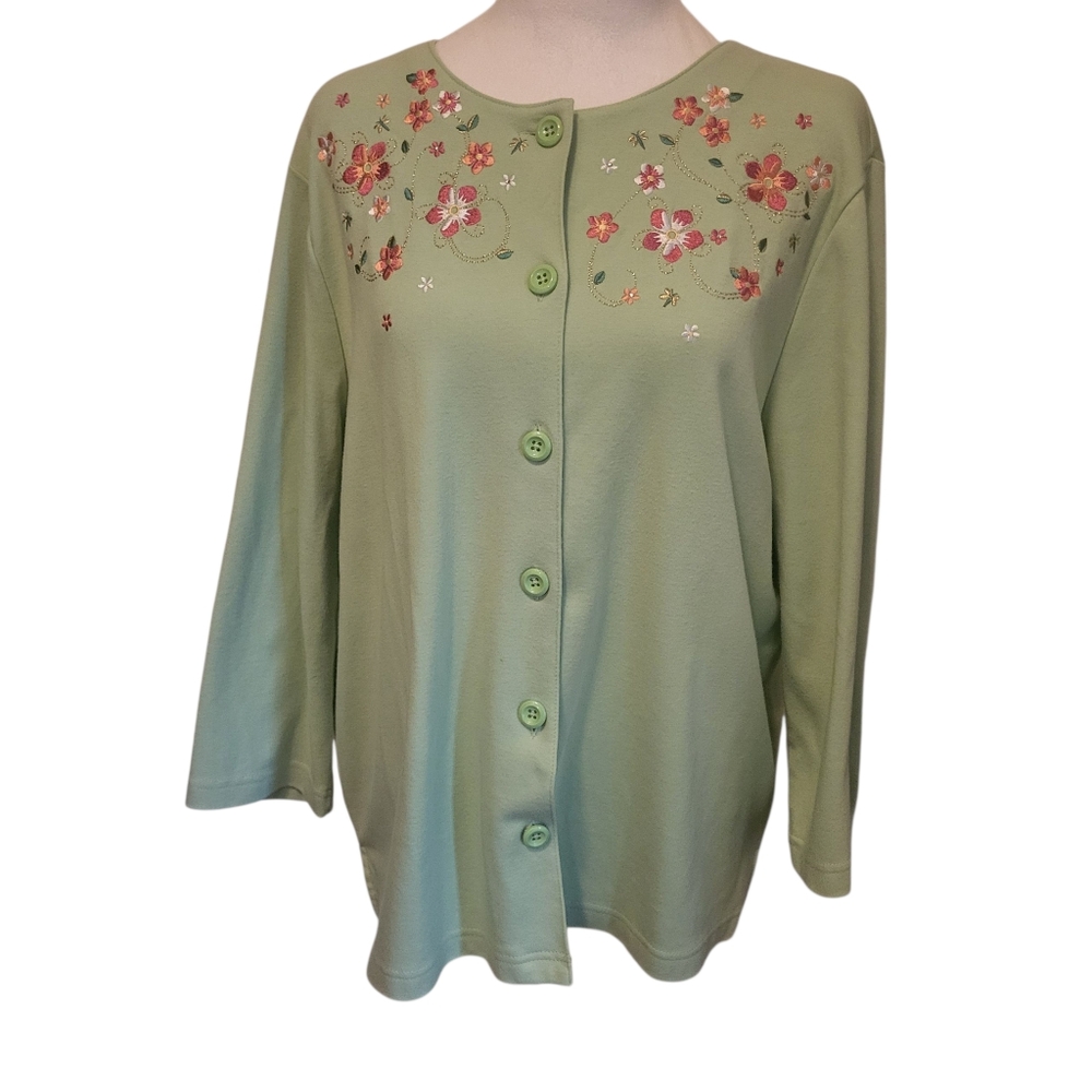 Breckenridge Button Down Top Grern Sz XL